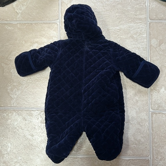 Navy Polo quilted velvet baby bunting - Picture 3 of 3